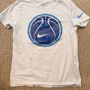 Nike White Tee with Blue Basketball Graphic